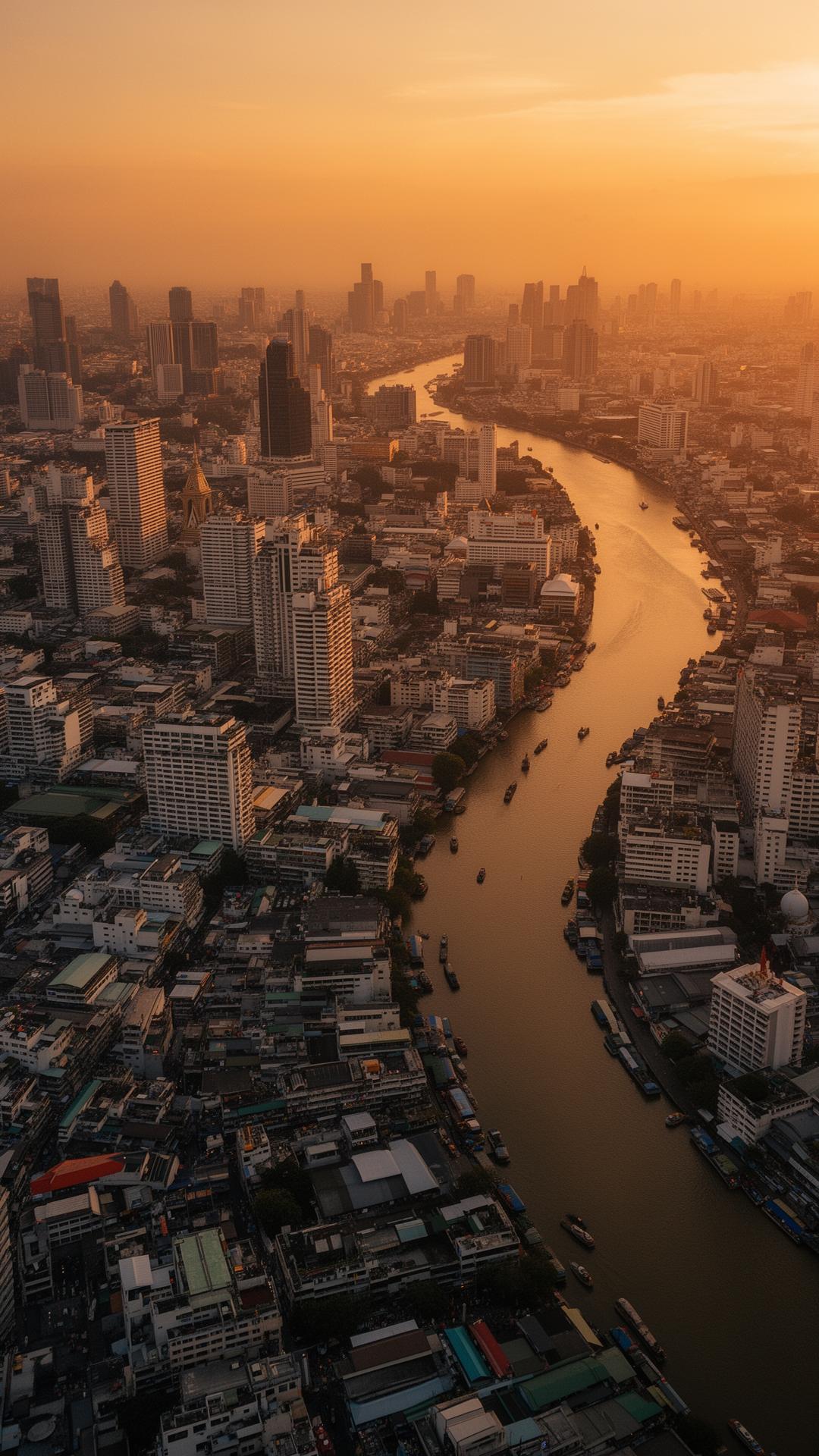 Bangkok skyline at golden hour