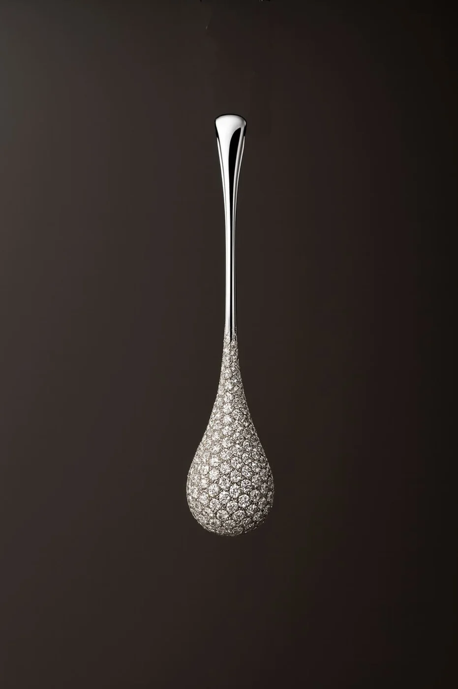 White gold pavé diamond drop earring, Amanda Jewellery